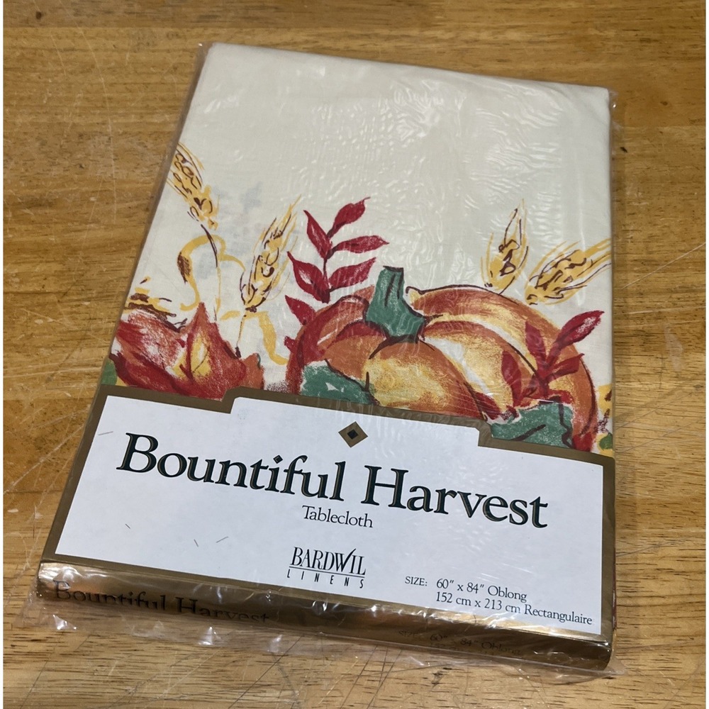Bardwil Linens Thanksgiving‎ Fabric Tablecloth 60x84" Oblong Bountiful Harvest